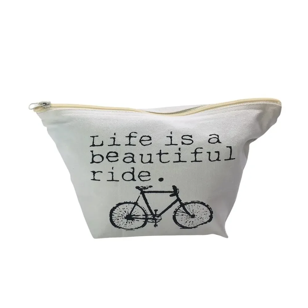 Canvas Travel Cosmetic Bag Life Is Beautiful Ride NEW